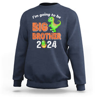Navy baby sweatshirt, long sleeves, front dinosaur “Big Brother 2024” graphic.