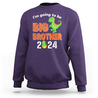 Purple baby sweatshirt, long sleeves, front dinosaur “Big Brother 2024” graphic.