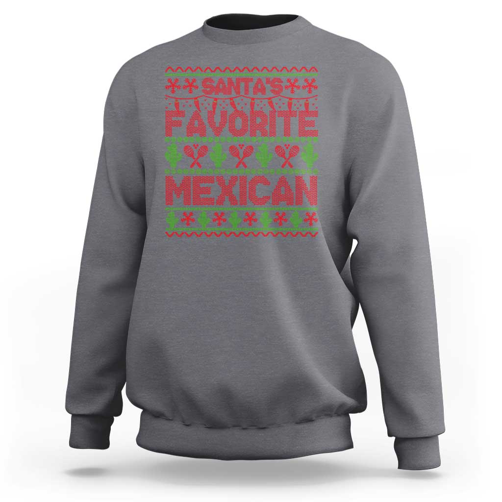 Charcoal crewneck sweatshirt with festive 'Santa's Favorite Mexican' print front