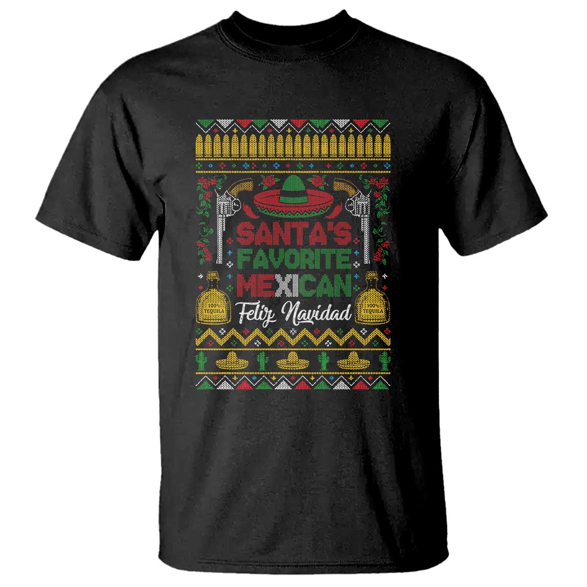 Funny Mexico Xmas Feliz Navidad T Shirt Santa' Favorite Mexican