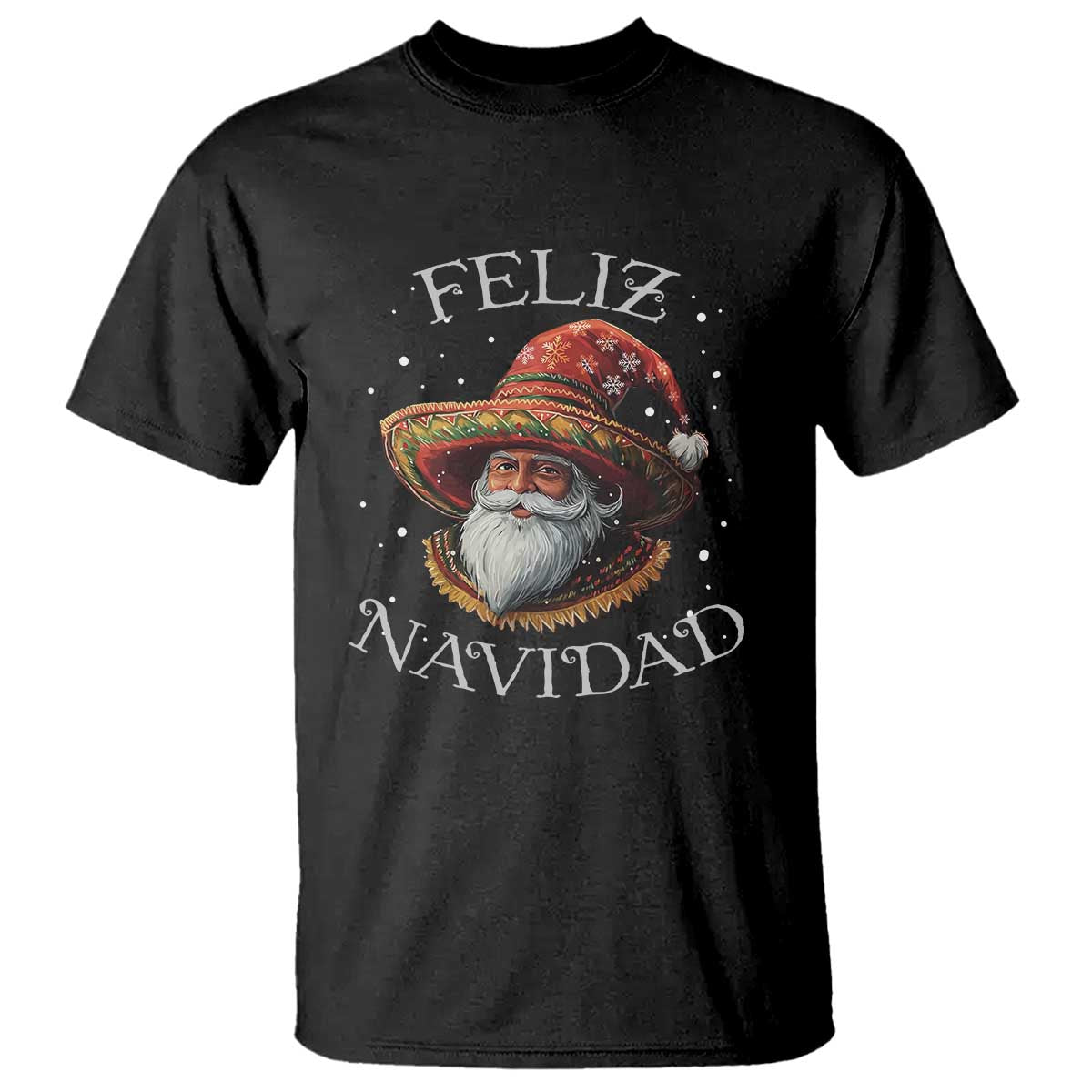 Funny Mexico Xmas T Shirt Santa Sombrero Feliz Navidad