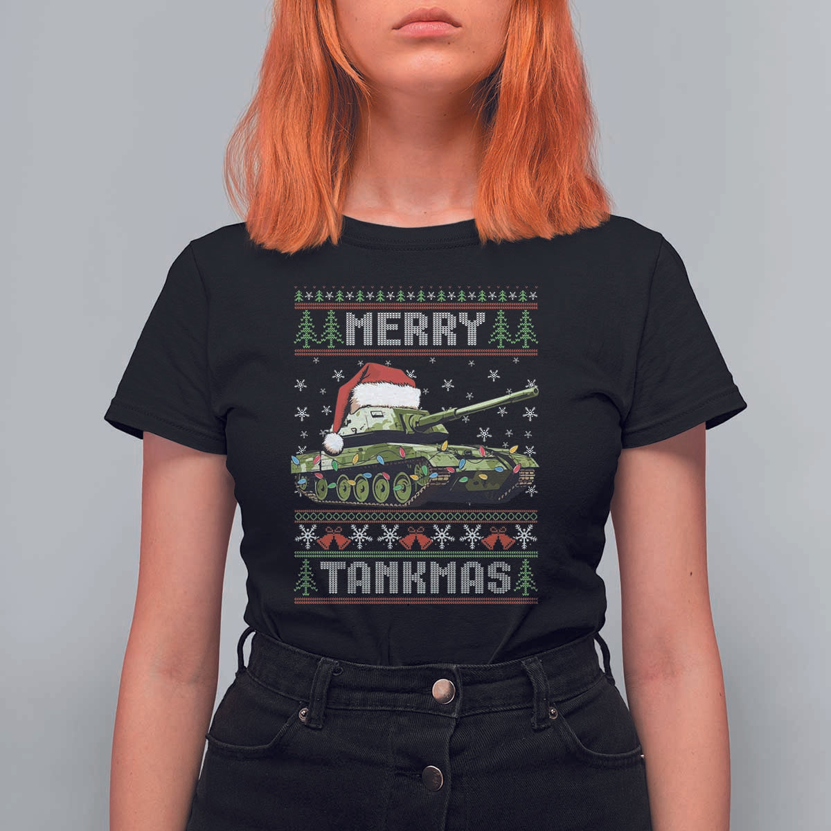 Funny Christmas Veteran T Shirt For Women Merry Tankmas Tank Military Army