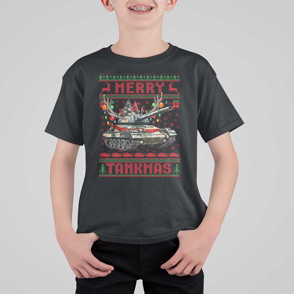 Funny Christmas Military T Shirt For Kid Merry Tankmas Tank Veteran Army