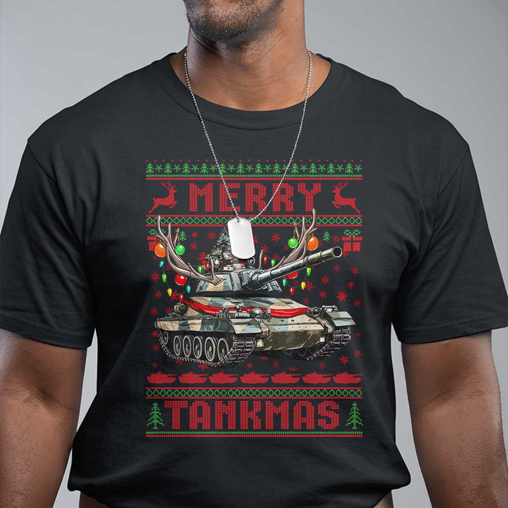 Funny Christmas Military T Shirt Merry Tankmas Tank Veteran Army