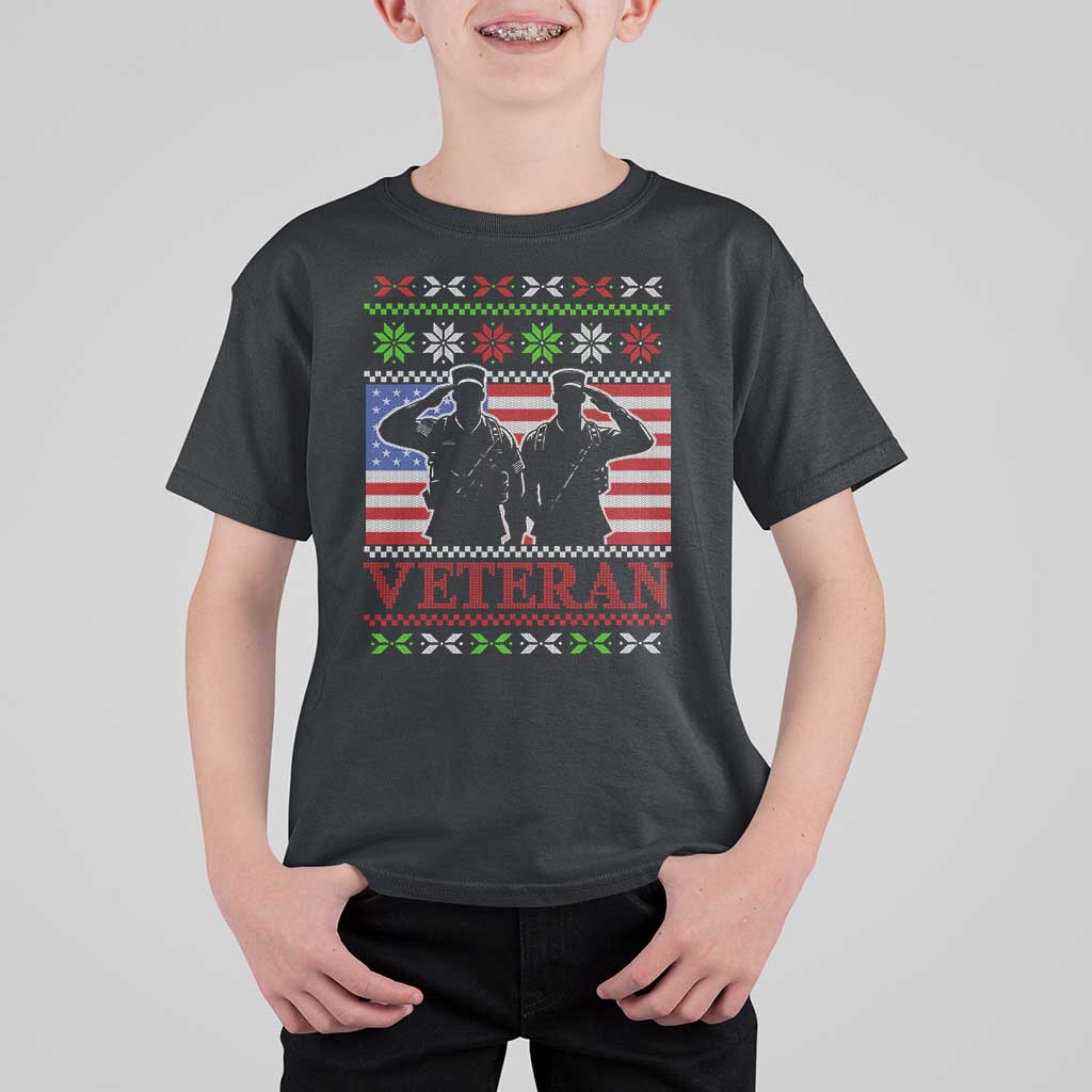 Christmas Veteran T Shirt For Kid Soldier America Flag Patriotic