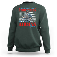 Dark green sweatshirt with bold Christmas graphic and pilot, crewneck long sleeves