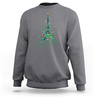 Gray crewneck sweatshirt with Eiffel Tower Christmas tree graphic in multicolor