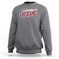 Charcoal motorcycle sweatshirt with Life is Better Ride RIDE logo print