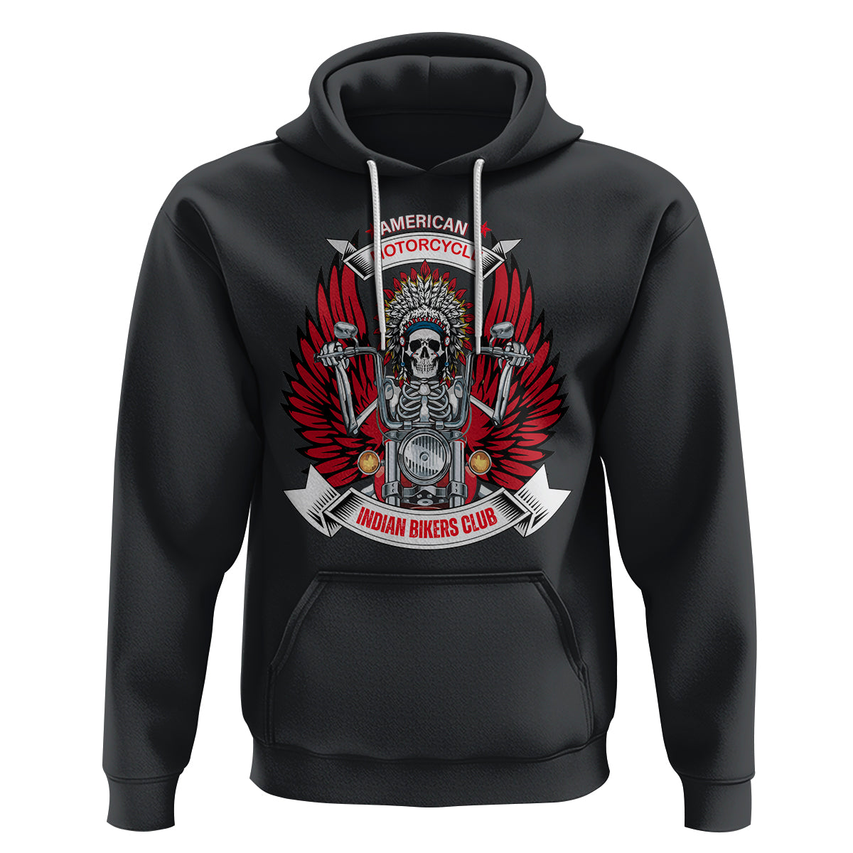 Motorcycle Rider Hoodie American Indian Biker Club - Wonder Print Shop