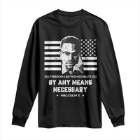 Malcolm X Long Sleeve Shirt By Any Means Necessary American Flag
