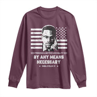 Malcolm X Long Sleeve Shirt By Any Means Necessary American Flag