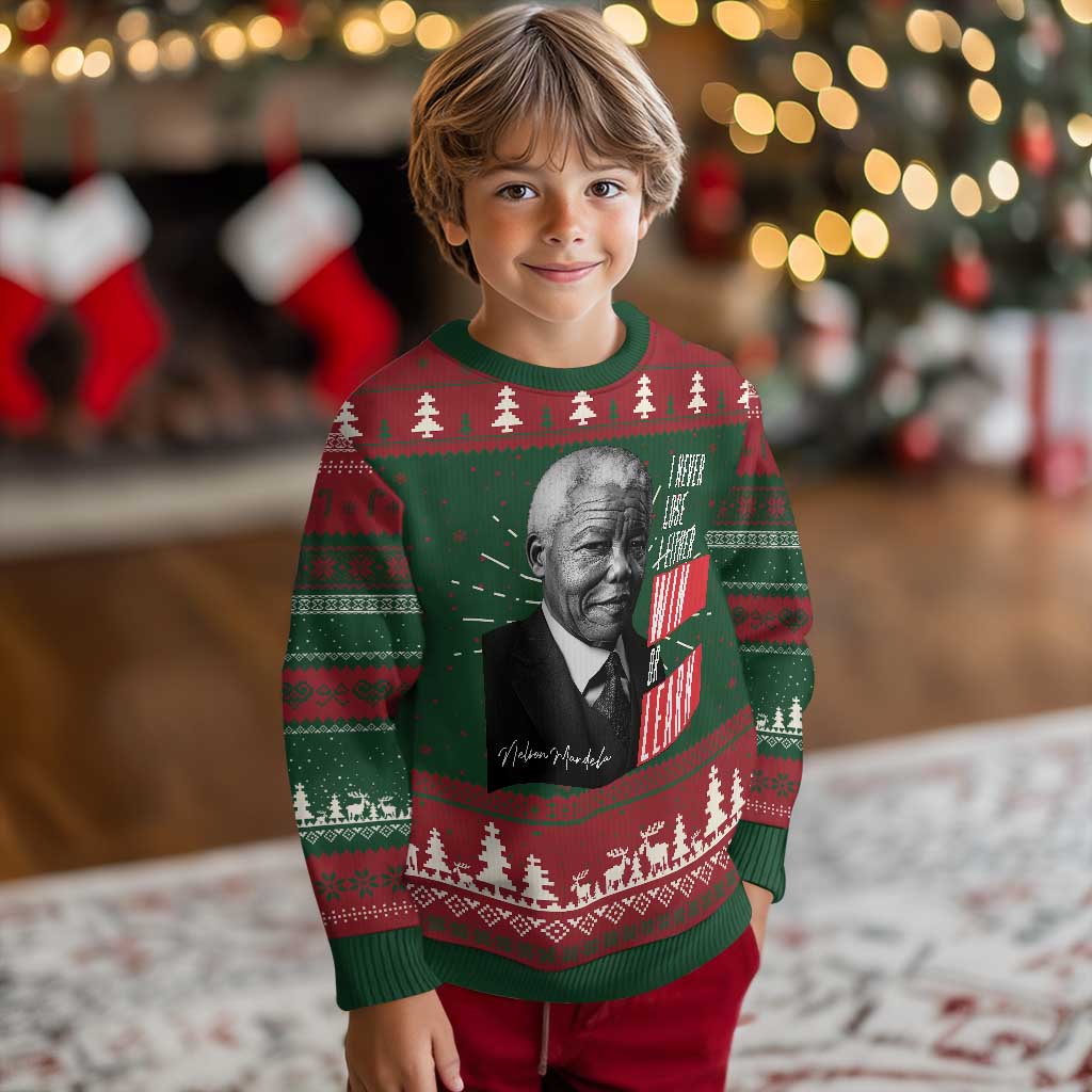 Nelson Mandela's Motivational Knitted Sweatshirt I Never Lose I Either Win Or Learn