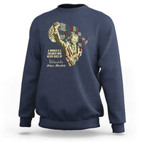 Navy crewneck sweatshirt with Nelson Mandela portrait graphic on chest