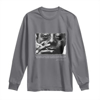 Charcoal gray long-sleeve T-shirt with centered face graphic print on chest