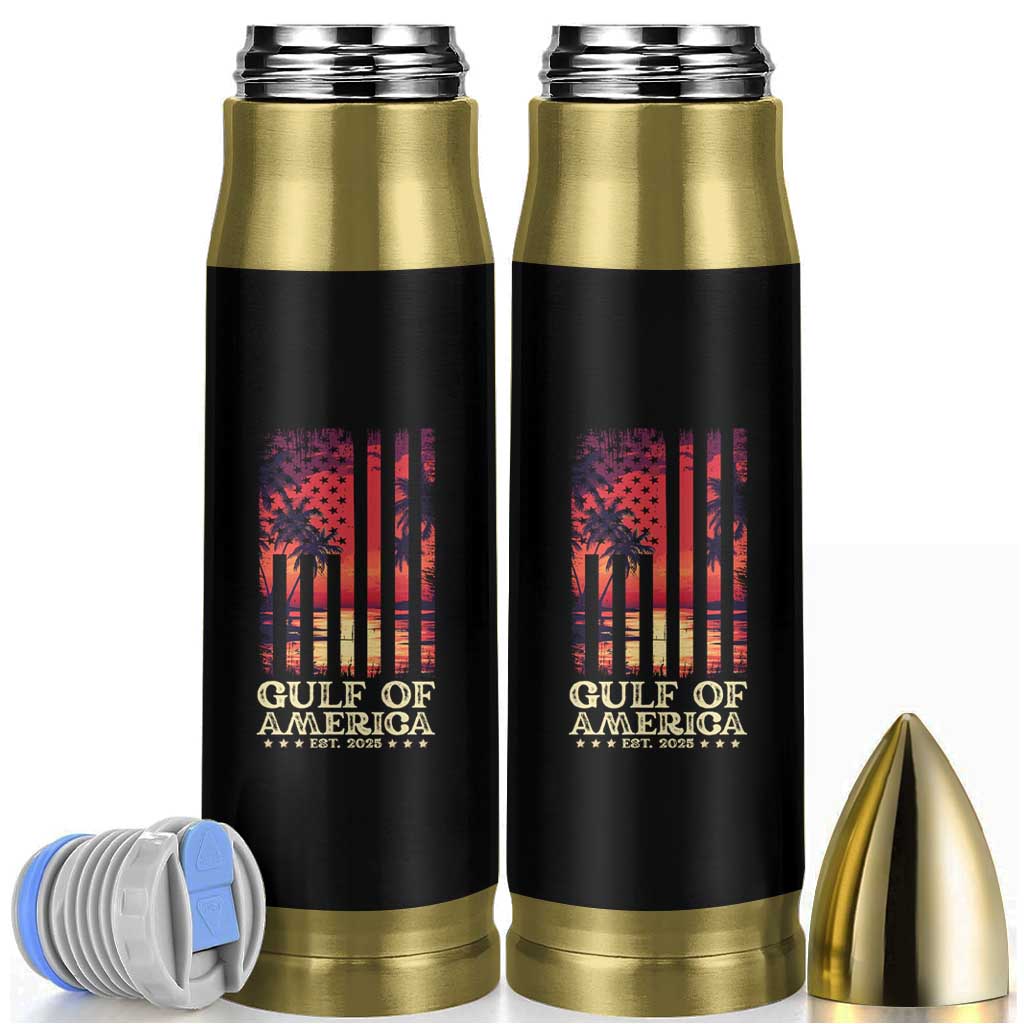 Gulf Of America Est 2025 Bullet Tumbler Sunset American Flag Gulf Mexico