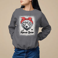 Women's Mother's Day sweatshirt in charcoal gray with bear sunglasses and 'Mama Bear' text