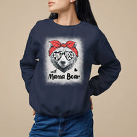 Women's Mother's Day sweatshirt in dark blue with bear wearing sunglasses graphic