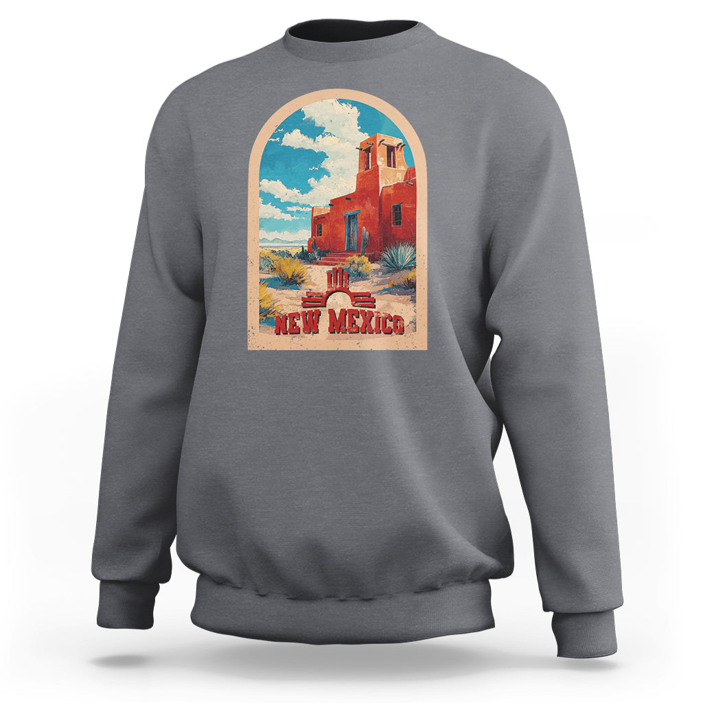 Charcoal gray crewneck sweatshirt with New Mexico graphic print on chest