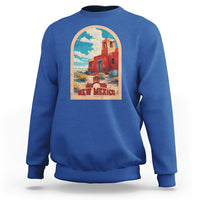 Royal blue crewneck sweatshirt with New Mexico graphic print on chest