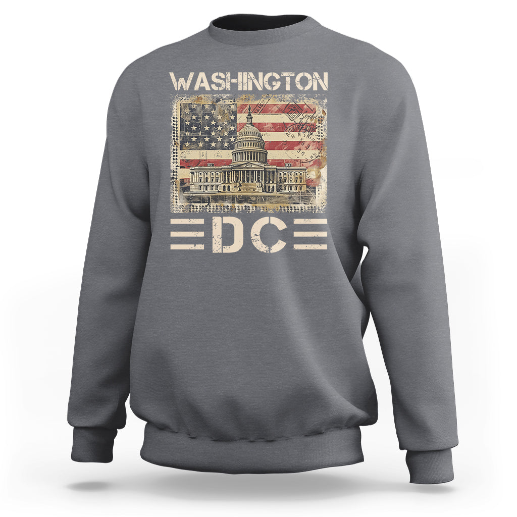 Charcoal gray crewneck sweatshirt with Washington Capitol and EDC graphic on front