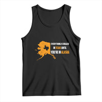 Black tank top with orange map graphic and “Everything is bigger in Texas…” slogan