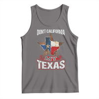 Gray sleeveless tank top with Don't California and Texas map graphic