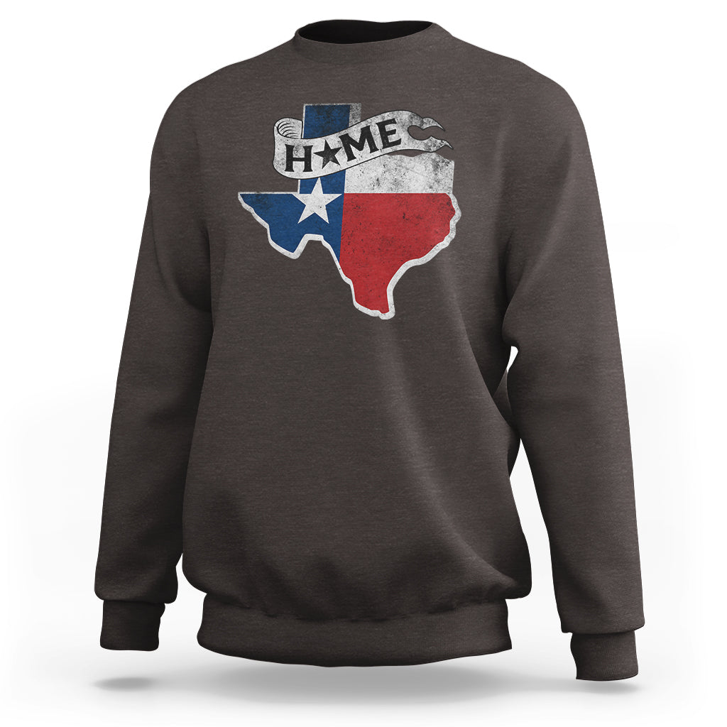 Distressed Texas map flag sweatshirt, charcoal gray