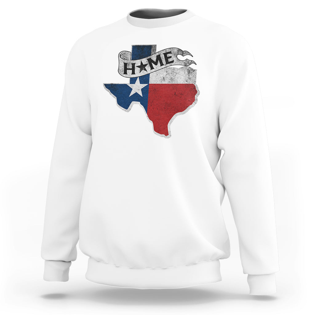 Distressed Texas map flag sweatshirt, white