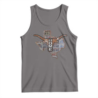 Gray sleeveless tank top with vintage Texas map and longhorn graphic