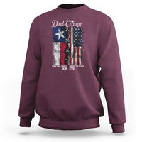 Maroon crewneck sweatshirt with American flag graphic on front, long sleeves