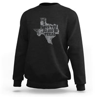Black Texas-themed sweatshirt with distressed map graphic on chest