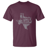 Maroon T-shirt with distressed Texas map graphic and layered slogan print