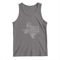 Gray tank top with Texas map graphic and love text