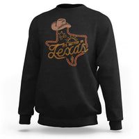 Men’s black cowboy sweatshirt with orange Texas graphic and cowboy hat detail