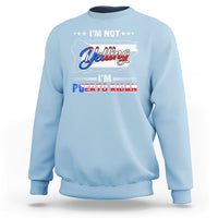 Light blue crewneck sweatshirt with Puerto Rican slogan graphic on front