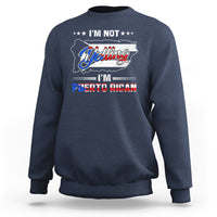 Navy crewneck sweatshirt with Puerto Rican slogan graphic on front