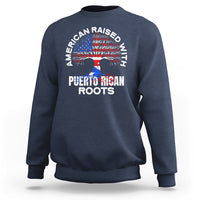 Navy crewneck sweatshirt with Puerto Rican Roots tree graphic
