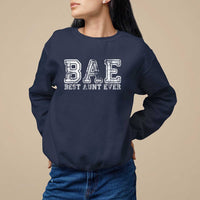 Navy sweatshirt with 'BAE' and 'Best Aunt Ever' front print