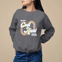 Charcoal crewneck sweatshirt with rainbow “Cool Aunt Era” front graphic