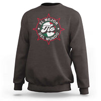Charcoal crewneck sweatshirt with 'El Mejor Tio del Mundo' star graphic on chest.