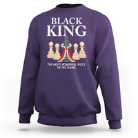 Purple chess sweatshirt with "BLACK KING" and king chess-piece graphic on chest