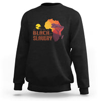 Black crewneck sweatshirt with colorful African map and “Black History” graphic on front