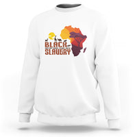 White crewneck sweatshirt with colorful African map and “Black History” graphic on front