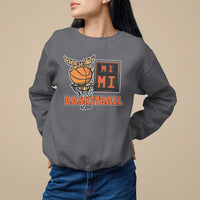 Charcoal basketball graphic sweatshirt with cat and 'BASKETBALL' text