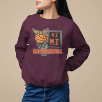 Maroon basketball graphic sweatshirt with cat and 'BASKETBALL' text