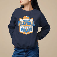 Navy volleyball mom sweatshirt with “VOLLEYBALL MOM” volleyball graphic
