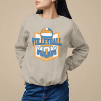 Light gray volleyball mom sweatshirt with “VOLLEYBALL MOM” volleyball graphic