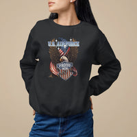 Black crewneck sweatshirt with proud mom eagle graphic