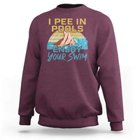 Maroon sweatshirt with pool-themed quote graphic on the chest.