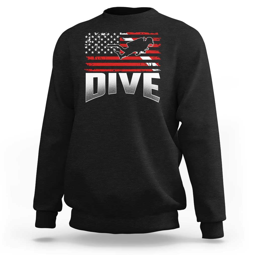 Scuba Diving Sweatshirt Diver Ocean American Flag - Wonder Print Shop